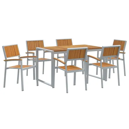 Ensemble de salle à manger pour jardin 7 pcs Gris 2