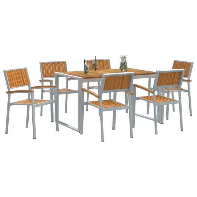 Ensemble de salle à manger pour jardin 7 pcs Gris