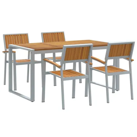 Ensemble de salle à manger pour jardin 5 pcs Gris