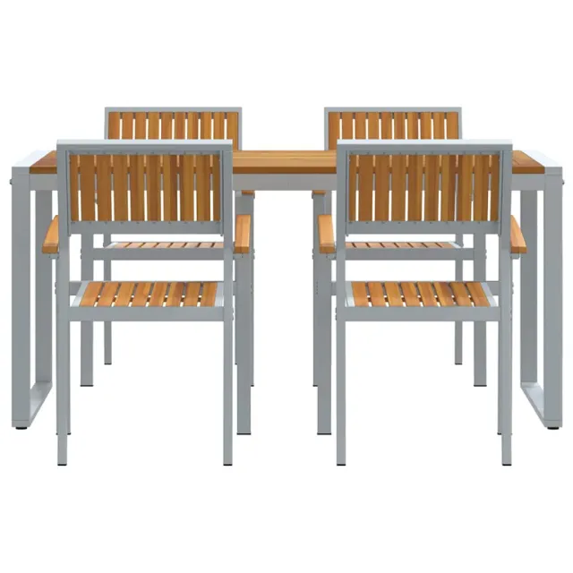 Ensemble de salle à manger pour jardin 5 pcs Gris
