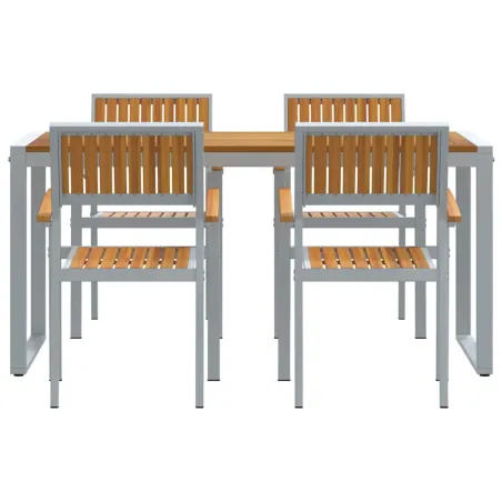 Ensemble de salle à manger pour jardin 5 pcs Gris