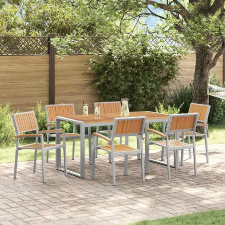 Ensemble de salle à manger pour jardin 7 pcs Gris