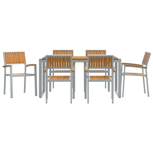 Ensemble de salle à manger pour jardin 7 pcs Gris