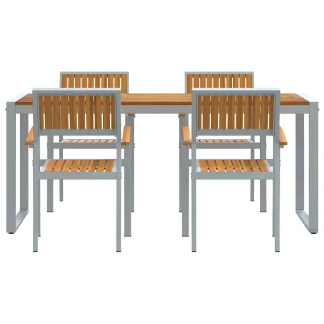 Ensemble de salle à manger pour jardin 5 pcs Gris