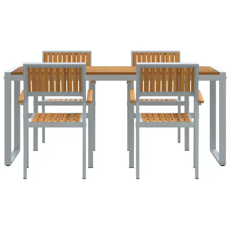 Ensemble de salle à manger pour jardin 5 pcs Gris