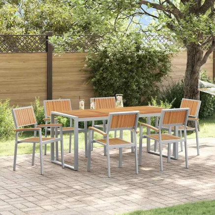 Ensemble de salle à manger pour jardin 7 pcs Gris
