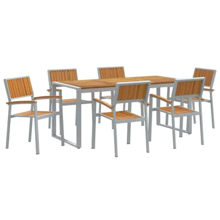 Ensemble de salle à manger pour jardin 7 pcs Gris 2