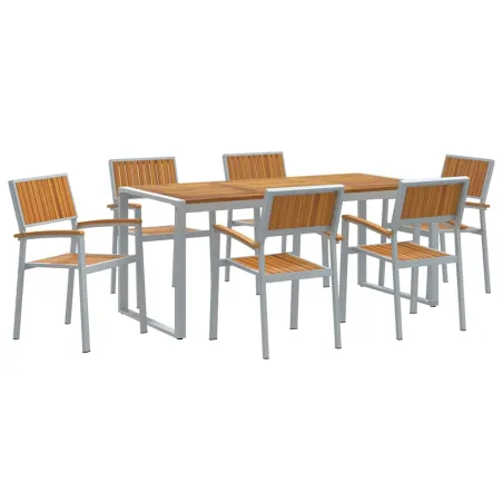 Ensemble de salle à manger pour jardin 7 pcs Gris