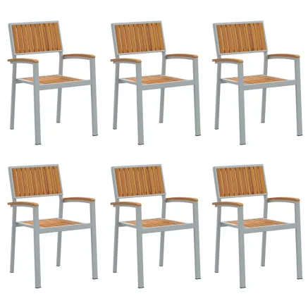 Chaise empilable 6 pcs Marron 56 x 57 x 87 cm 2