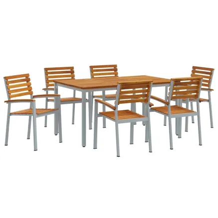 Ensemble de salle à manger pour jardin 7 pcs Gris 2
