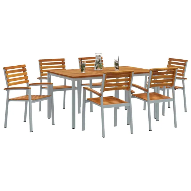Ensemble de salle à manger pour jardin 7 pcs Gris