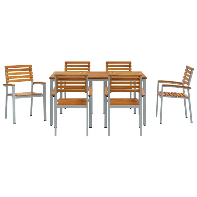 Ensemble de salle à manger pour jardin 7 pcs Gris