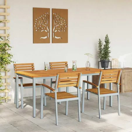 Ensemble de salle à manger pour jardin 5 pcs Gris