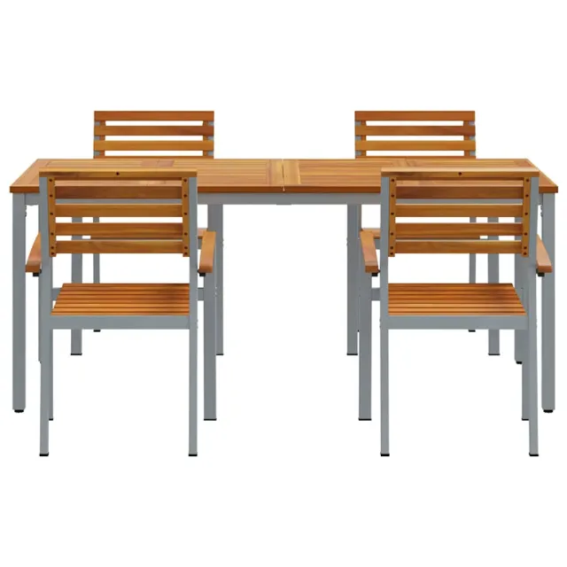 Ensemble de salle à manger pour jardin 5 pcs Gris