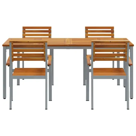 Ensemble de salle à manger pour jardin 5 pcs Gris