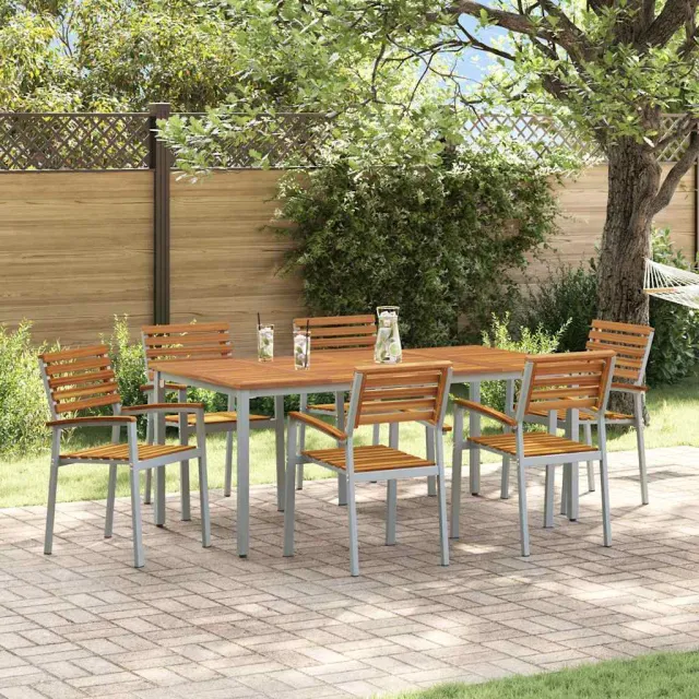 Ensemble de salle à manger pour jardin 7 pcs Gris