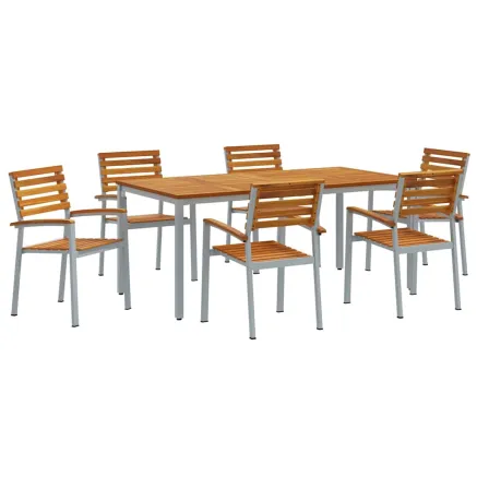 Ensemble de salle à manger pour jardin 7 pcs Gris 2