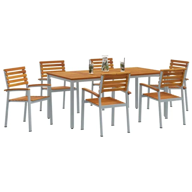 Ensemble de salle à manger pour jardin 7 pcs Gris