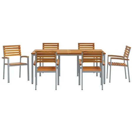 Ensemble de salle à manger pour jardin 7 pcs Gris