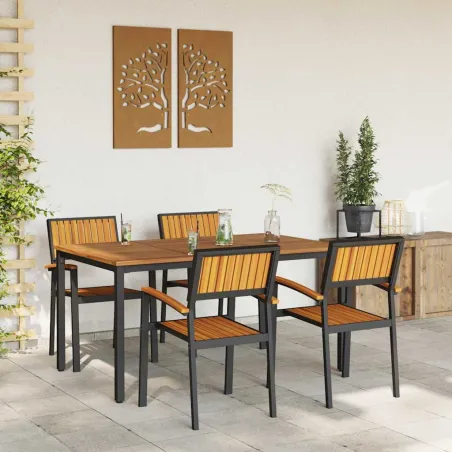 Ensemble de salle à manger pour jardin 5 pcs Noir