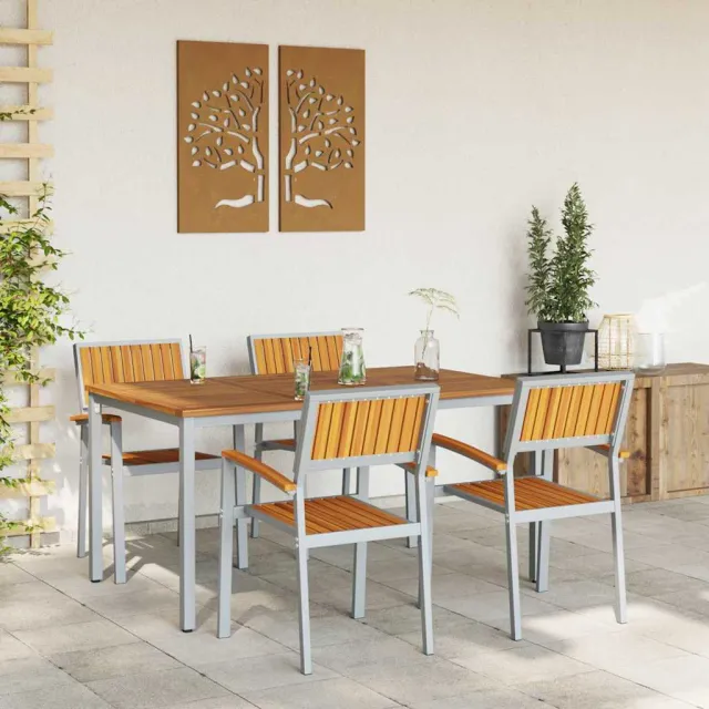 Ensemble de salle à manger pour jardin 5 pcs Gris