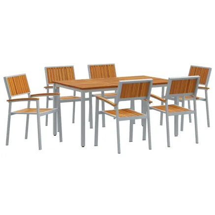 Ensemble de salle à manger pour jardin 7 pcs Gris 2