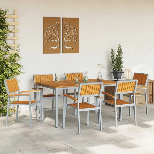 Ensemble de salle à manger pour jardin 7 pcs Gris