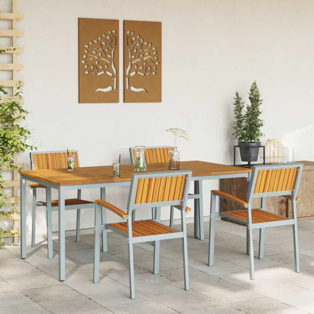 Ensemble de salle à manger pour jardin 5 pcs Gris