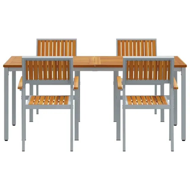 Ensemble de salle à manger pour jardin 5 pcs Gris