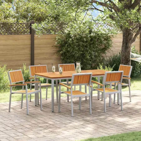 Ensemble de salle à manger pour jardin 7 pcs Gris