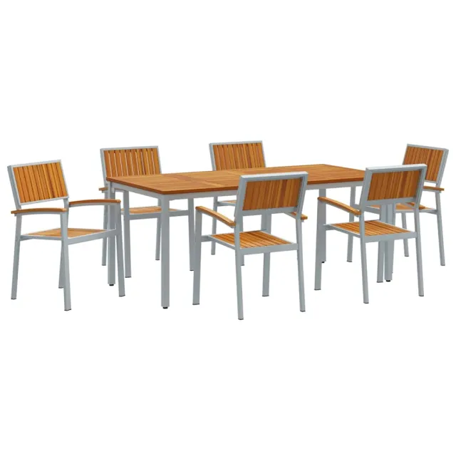 Ensemble de salle à manger pour jardin 7 pcs Gris