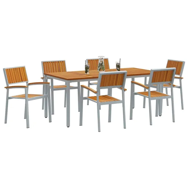 Ensemble de salle à manger pour jardin 7 pcs Gris