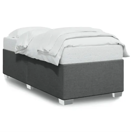 Cadre de lit sans matelas gris foncé 90x190 cm tissu 2