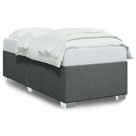 Cadre de lit sans matelas gris foncé 100x200 cm tissu 2