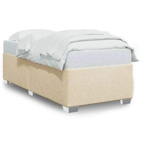 Cadre de lit sans matelas crème 100x200 cm tissu