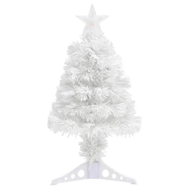 Arbre de Noël artificiel pré-éclairé blanc 64 cm fibre optique