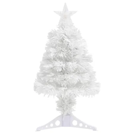 Arbre de Noël artificiel pré-éclairé blanc 64 cm fibre optique