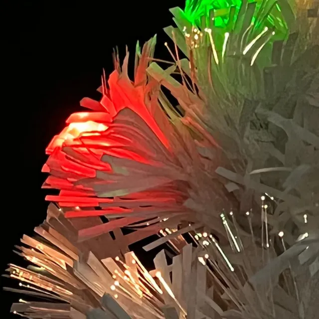 Arbre de Noël artificiel pré-éclairé blanc 64 cm fibre optique