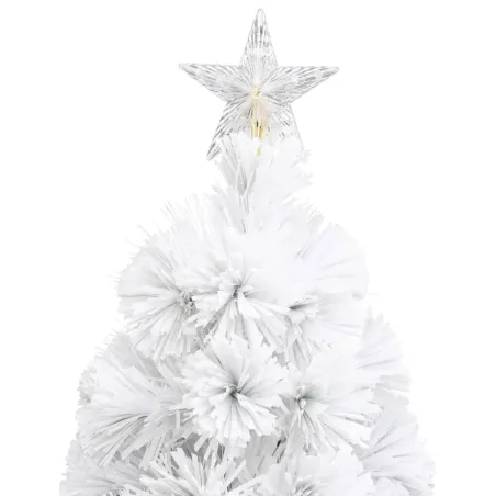 Arbre de Noël artificiel pré-éclairé blanc 64 cm fibre optique
