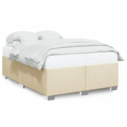 Cadre de lit sans matelas crème 140x200 cm tissu 2