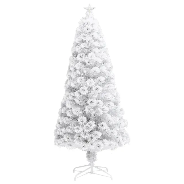 Arbre de Noël artificiel pré-éclairé blanc 150 cm fibre optique