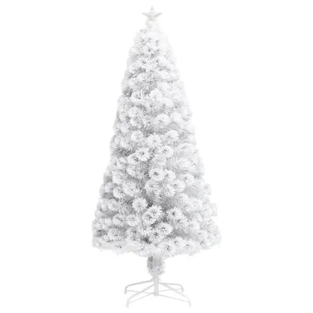 Arbre de Noël artificiel pré-éclairé blanc 150 cm fibre optique