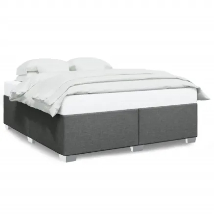 Cadre de lit sans matelas gris foncé 200x200 cm tissu 2