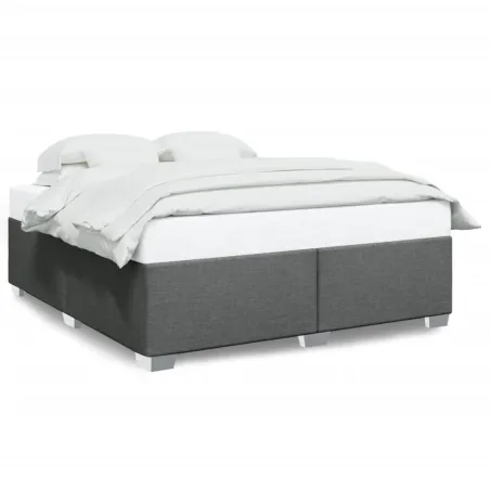 Cadre de lit sans matelas gris foncé 200x200 cm tissu