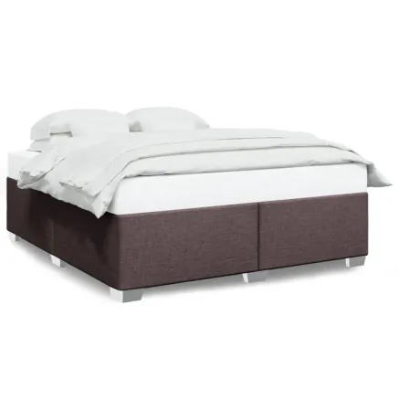 Cadre de lit sans matelas marron foncé 200x200 cm tissu 2