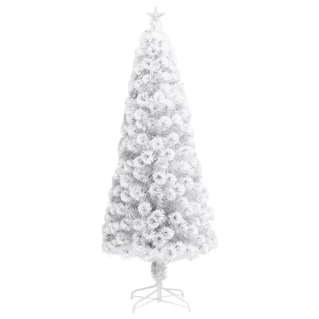 Arbre de Noël artificiel pré-éclairé blanc 210 cm fibre optique