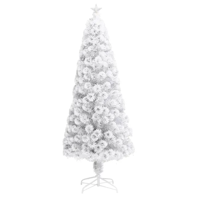 Arbre de Noël artificiel pré-éclairé blanc 240 cm fibre optique