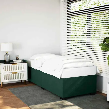 Cadre de lit sans matelas vert foncé 90x190 cm velours