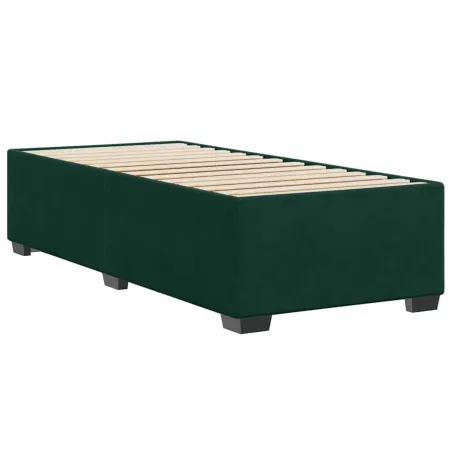 Cadre de lit sans matelas vert foncé 90x190 cm velours