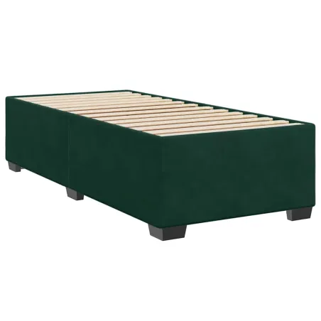 Cadre de lit sans matelas vert foncé 90x190 cm velours